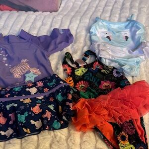 Girls Mixed Swimwear Bundle - Purple, Navy, Black, Coral, Light Blue